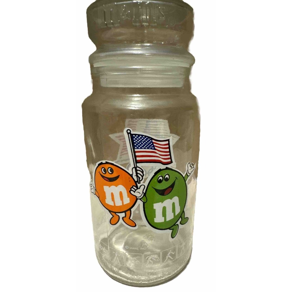 Vintage M&M Jar - 1984 Olympic Commemorative Los Angeles Games XXIII Glass 8"